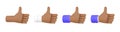 Like Sign. Like - Hand Gesture Thumb Up. African American hand. Set of 3d Cartoon Character Hand with different sleeves. Vector