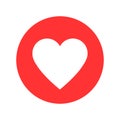 Like social network icon in heart shape on white