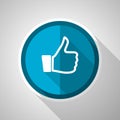 Like symbol, flat design vector blue icon with long shadow Royalty Free Stock Photo
