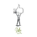 Like, symbol, good, network, finger concept. Hand drawn isolated vector.