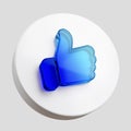 Like Thumb Up Acrylic Glass Icon Isolated Logo 3D Render