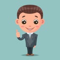 Like thumb up businessman mascot happy support approval cartoon design vector illustration Royalty Free Stock Photo