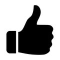 Like, thumbs up icon, black solid color, minimal design,