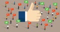 Like thumbs up social media public engagement internet audience symbol of feedback