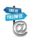 Like us and follow us online sign illustration Royalty Free Stock Photo