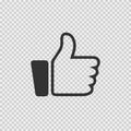 Like vector icon. Thumb up simple symbol. Black illustration isolated on grey background Royalty Free Stock Photo