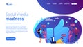 Likes addiction concept landing page.