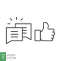 Likes with comment icon. Hand thumb gesture for give like or positive feedback