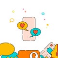 Likes in the smartphone filled line icon, simple illustration