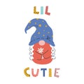 Lil cutie lettering with cute cartoon female character