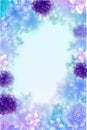 Lilac Blue Color Background Silhouettes Flowers Vertical Mobile Postcard. Generative AI