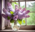Lilac Bouquet In Farmhouse Window