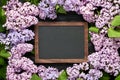 Spring branch lilac flowers on rustic wooden table Royalty Free Stock Photo