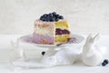 Lilac buttercream cake with blueberries to easter Royalty Free Stock Photo