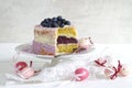 Lilac buttercream cake with blueberries to easter Royalty Free Stock Photo