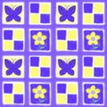 Lilac butterfly and yellow flower