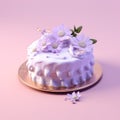 Lilac Cake: Fanciful 3d Render With Dreamlike Imagery