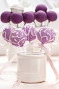 Lilac cake pops lavishly decorated with icing. Royalty Free Stock Photo