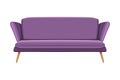 Lilac Comfortable Sofa, Cozy Domestic or Office Furniture, Modern Interior Design Flat Vector Illustration