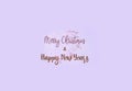 Lilac festive background with sequins and inscription. Happy new years and merry christmas