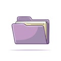 Lilac file folder icon with papers and documents inside for digital storage or organization Royalty Free Stock Photo