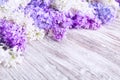 Lilac Flower Wood Background, Blooms Pink Color Flowers Royalty Free Stock Photo