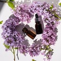 Lilac flowers aroma oil, flowers essential oil, pure essence. Essential Oils lilac. Spa oil with lilac flowers. Royalty Free Stock Photo