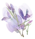 Lilac flowers background. Hand drawn illustration. Fullsize raster atrwork.