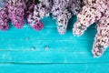 Lilac Flowers Bouquet on Wooden Plank Background Royalty Free Stock Photo