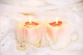 Lilac flowers and candle Royalty Free Stock Photo