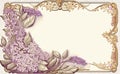 Lilac flowers, decorative background with copy space illustrated vintage style. Generative AI