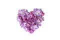 Lilac flowers heart isolated. White background Royalty Free Stock Photo