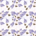 Lilac - flowers and leaves. Seamless pattern. Abstract wallpaper with floral motifs. Wallpaper. Lilac - flowers and leaves. Seamle Royalty Free Stock Photo