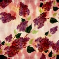 Lilac - flowers and leaves. Seamless pattern. Abstract wallpaper with floral motifs. Wallpaper. Royalty Free Stock Photo