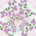 Lilac - flowers and leaves. Seamless pattern. Abstract wallpaper with floral motifs. Wallpaper. Royalty Free Stock Photo