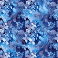 Lilac - flowers and leaves. Seamless pattern. Watercolor. Abstract wallpaper with floral motifs. Royalty Free Stock Photo