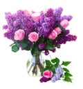 Lilac flowers with roses Royalty Free Stock Photo