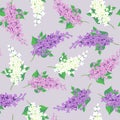 Lilac flowers seamless pattern