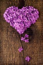 Lilac flowers in shape of heart