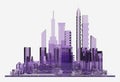 Lilac glass city. 3d rendering