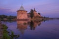 Lilac July evening at the Pskov Kremlin. Pskov Royalty Free Stock Photo