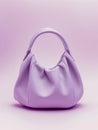 Lilac leather female hobo handbag.