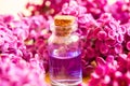 lilac oil in small bottles. selective focus Royalty Free Stock Photo