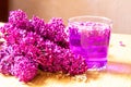 lilac oil in small bottles. selective focus Royalty Free Stock Photo