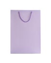 Lilac paper shopping bag isolated on white