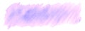 Lilac pastel watercolor hand-drawn isolated wash stain on white background for text, design.