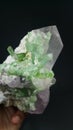 Lilac pink Kunzite with green tourmaline specimen from afghanistan