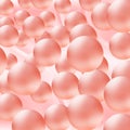 Soft pink gradient background with shiny balls.