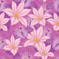 . lilac seamless background with pink and lilac orchids