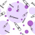 Lilac seamless pattern with lipstick